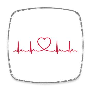 Herzschlag-EKG-Linie Medizinischer Pulswellen-Ikon-Vektor - Viereckiger Kühlschrankmagnet - Weiß - Vorne