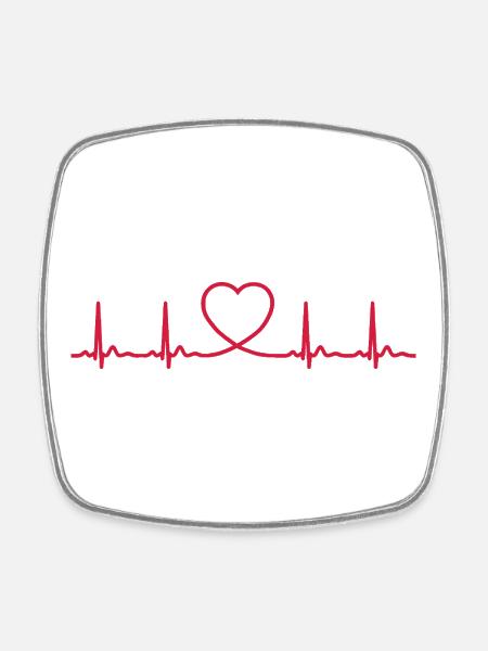 Ligne ECG du battement cardiaque Vecteur d’ondes d’impulsion médicale - Magnet carré - blanc