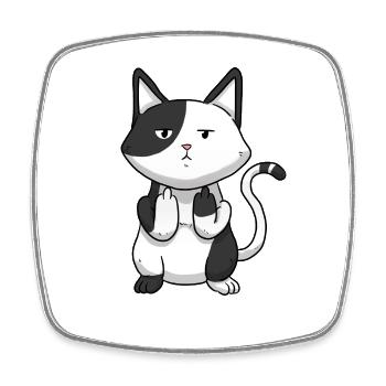 Katze Mittelfinger - Viereckiger Kühlschrankmagnet - Weiß - Vorne
