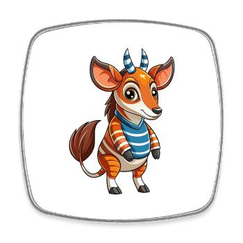 Okapi Funny Cartoon Character Musique de casque - Magnet carré - blanc - Devant