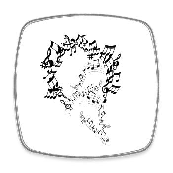 Notes de Musique Musiciens Clefs Partitions - Magnet carré - blanc - Devant
