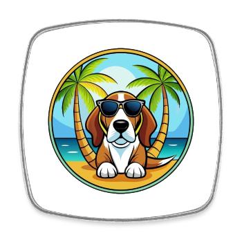 Basset Artesien Normand Hunderasse Cartoon Beach - Viereckiger Kühlschrankmagnet - Weiß - Vorne