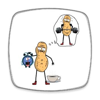Peanut Morning Grouch Early Bird Bodybuilder - Square fridge magnet - white - Front