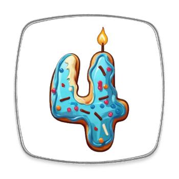 NUMMER 4 KUCHEN SWEET 4. GEBURTSTAG - Viereckiger Kühlschrankmagnet - Weiß - Vorne