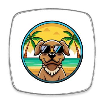 Pudelpointer Chien Race Dessin Animé Lunettes De Soleil Plage - Magnet carré - blanc - Devant
