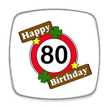 80e anniversaire , Joyeux anniversaire 80 (25) - Magnet carré - blanc - Devant