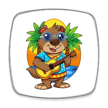 Lustige Biber Cartoon Sommer Strand Sonnenbrille - Viereckiger Kühlschrankmagnet - Weiß - Vorne