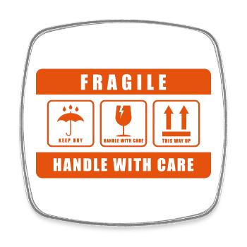 Fragile Handle with Care Versandetikett - Viereckiger Kühlschrankmagnet - Weiß - Vorne