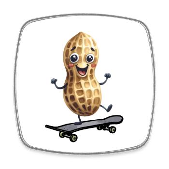 Erdnuss Erdnüsse Skater skaten Skateboard Kinder - Viereckiger Kühlschrankmagnet - Weiß - Vorne