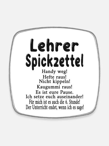 Lehrer Spickzettel - Viereckiger Kühlschrankmagnet - Weiß