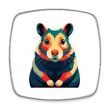 Hamster Zeichentrickfigur Buntes Haustier Tier - Viereckiger Kühlschrankmagnet - Weiß - Vorne