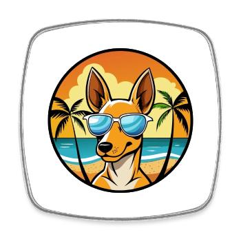Podenco Ibizenco Hunderasse Cartoon Sonnenbrille Strand - Viereckiger Kühlschrankmagnet - Weiß - Vorne