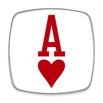 Poker Playing Card Heart As - Square fridge magnet - white - Front