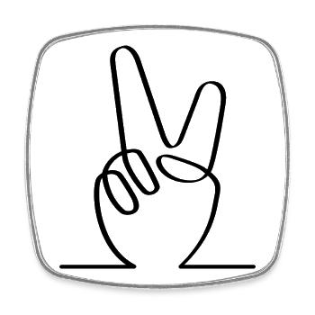 Friedenssymbol. V-Finger für Freiheit. - Viereckiger Kühlschrankmagnet - Weiß - Vorne