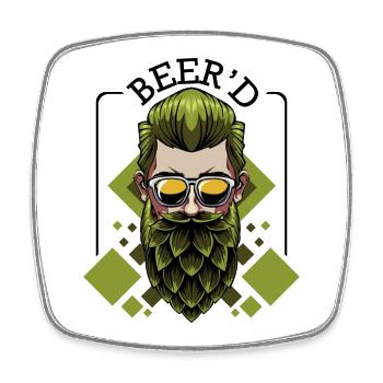Beer‘d Bier Brauen Bart Wortspiel Brauer Geschenk - Viereckiger Kühlschrankmagnet - Weiß - Vorne