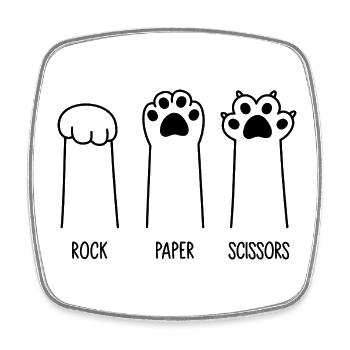 Roche Papier Ciseaux - Magnet carré - blanc - Devant