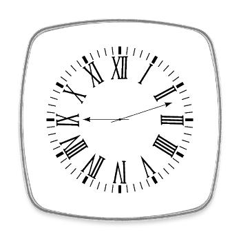 Horloge romaine - Magnet carré - blanc - Devant