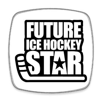 Futur Hockey sur glace étoile - Magnet carré - blanc - Devant