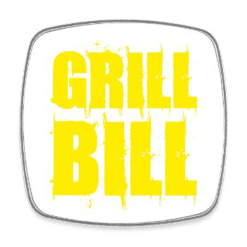 Lustiges Grill Bill BBQ Spruch Geschenk Shirt - Viereckiger Kühlschrankmagnet - Weiß - Vorne