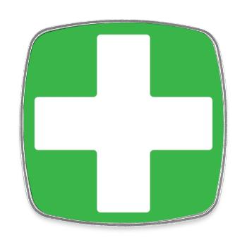First Aid Medical Cross Sicherheitssymbol Vektor-Symbol - Viereckiger Kühlschrankmagnet - Weiß - Vorne