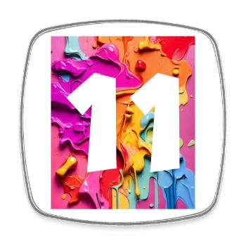NO. 11 NUMBER 11 COLORFUL 11TH BIRTHDAY - Square fridge magnet - white - Front