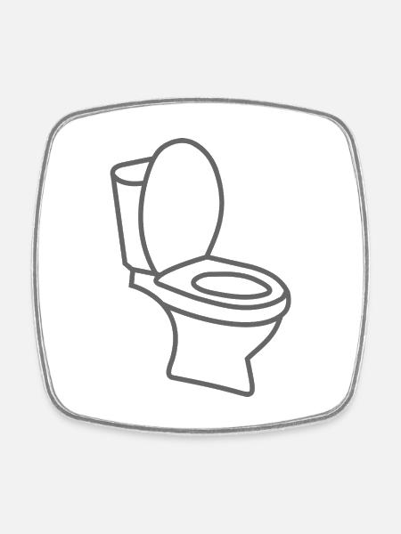 Klo WC Toilette - Viereckiger Kühlschrankmagnet - Weiß