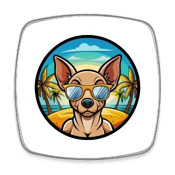 Mexikanische haarlose Hunderasse Cartoon Sonnenbrille Strand - Viereckiger Kühlschrankmagnet - Weiß - Vorne