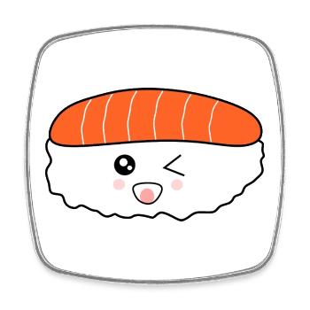 Cuisine kawaii, cuisine japonaise, poisson japonais - Magnet carré - blanc - Devant