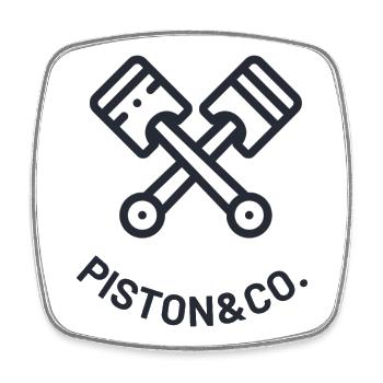 PISTON & CO - Magnet carré - blanc - Devant