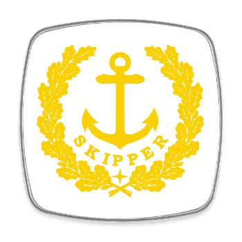 Skipper Anchor Logo or - Magnet carré - blanc - Devant