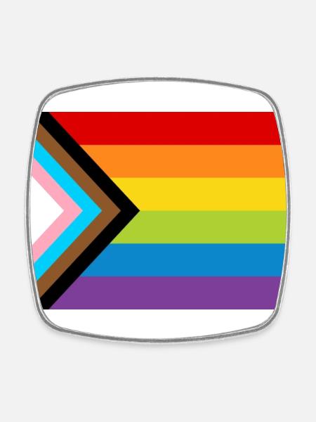 LGBT Pride Flag / New Rainbow Progress Flag - Square fridge magnet - white