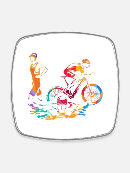 Flotter Triathlon Schwimmstrecke - Viereckiger Kühlschrankmagnet - Weiß