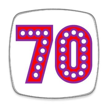 70. 70 ANS. 70e ANNIVERSAIRE. ANNIVERSAIRE 70 ANS. - Magnet carré - blanc - Devant