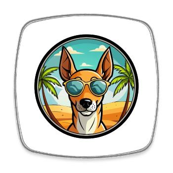 Podenco Ibizenco Hunderasse Cartoon Sonnenbrille Strand - Viereckiger Kühlschrankmagnet - Weiß - Vorne