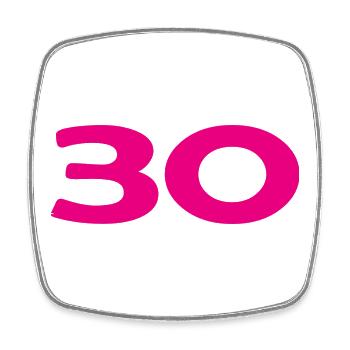 30. 30 JAHRE. 30-JÄHRIGES JUBILÄUM. 30-JÄHRIGES JUBILÄUM. - Viereckiger Kühlschrankmagnet - Weiß - Vorne
