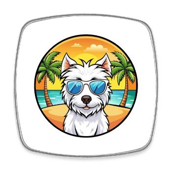 Westie Hunderasse Cartoon Sonnenbrille Strand - Viereckiger Kühlschrankmagnet - Weiß - Vorne