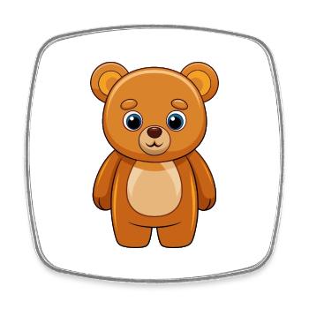Bär Niedliche Maskottchen Zeichentrickfigur Kawaii - Viereckiger Kühlschrankmagnet - Weiß - Vorne