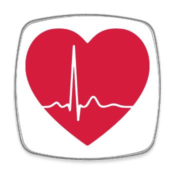 Herzschlag-EKG-Linie Medizinischer Pulswellen-Ikon-Vektor - Viereckiger Kühlschrankmagnet - Weiß - Vorne