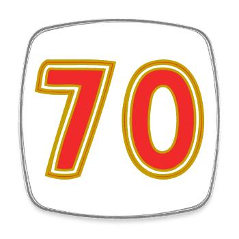 70. 70 ANS. 70e ANNIVERSAIRE. ANNIVERSAIRE 70 ANS. - Magnet carré - blanc - Devant
