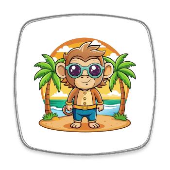 Affe Lustige Cartoon Sommer Strand Sonnenbrille - Viereckiger Kühlschrankmagnet - Weiß - Vorne