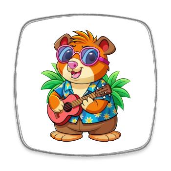 Drôle Cochon D’Inde Lunettes De Soleil De Plage D’été Hawaïen - Magnet carré - blanc - Devant