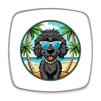 Schwarze russische Terrier Hunderasse Cartoon Sonnenbrille - Viereckiger Kühlschrankmagnet - Weiß - Vorne