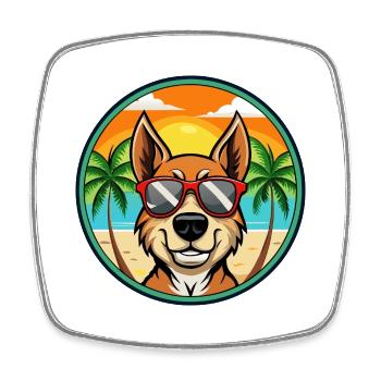 Litauischer Windhund Rasse Cartoon Sonnenbrille Strand - Viereckiger Kühlschrankmagnet - Weiß - Vorne
