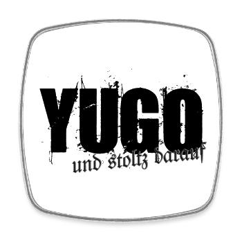 stolzer Yugo - Yugo style - united style of Balkan - Viereckiger Kühlschrankmagnet - Weiß - Vorne