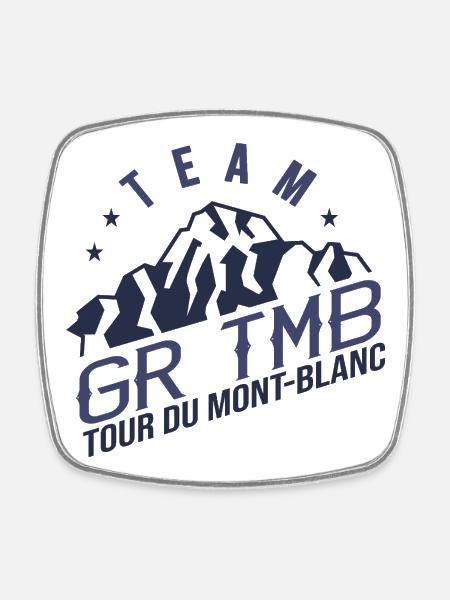 GR TMB Tour du Mont Blanc Randonnée Trek - Magnet carré - blanc