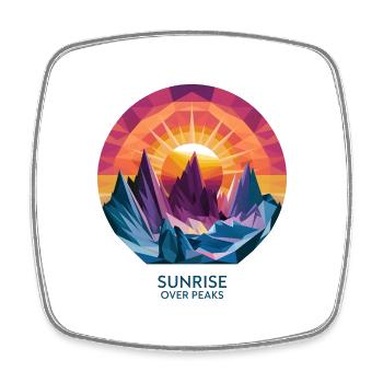 Sunrise Over Peaks - Square fridge magnet - white - Front