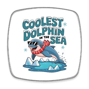 Le dauphin le plus cool de la mer - Magnet carré - blanc - Devant