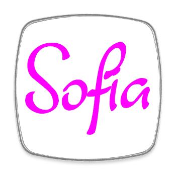 Sofia Neon-Schriftzug - Viereckiger Kühlschrankmagnet - Weiß - Vorne