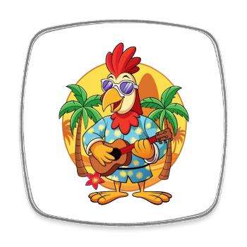 Lustige Hahn Cartoon Sommer Strand Sonnenbrille - Viereckiger Kühlschrankmagnet - Weiß - Vorne