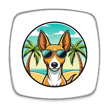 Podenco Canario Hunderasse Cartoon Sonnenbrille Strand - Viereckiger Kühlschrankmagnet - Weiß - Vorne